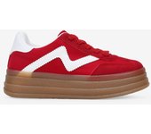 Bosanova Zapatillas deportivas para mujer en serraje piel con nailon al tono y triple suela de plataforma. Cierre mediante cordones planos.