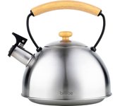 Briebe Wooden Tetera con Silbato, Hervidor de Agua 2,3L, Inducción, Acero Inox, Vintage, Mango Madera, , Acero Inoxidable