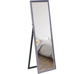 HOMCOM Espejo de Cuerpo Entero 150x50 cm Espejo de Pie o de Pared con Marco en Terciopelo y Soporte para Salón Dormitorio Gris
