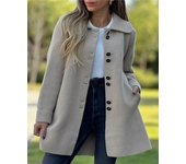 Plus-size women's fashion autumn and winter casual plain button lapel long-sleeved jacket women's apparel