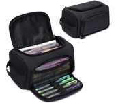 Soporte para pastillas de gran capacidad, estuches para lapices multifunctionales with compartimientos, estuches a para lapices Grande (Negro)
