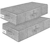 mepure Underbed Storage Boxes – 3 Pack Fabric Storage Bags, 50L Under Bed Storage Box with Lids and Zips, Foldable Clothes Organiser for Bedding, Quilts, Toys, Shoes – Grey