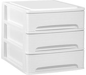COM-FORT HOUSE  Cajonera Apilable de Plástico  Modelo Lineas  Color Blanco Cajones de Almacenamiento Modular