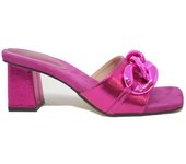 Menbur 22774 Mules de tacón Meliade para mujer en fucsia de piel vegana