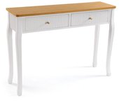 VERSA HOME - Consola de 2 cajones Raiby - en madera blanca y natural  y con unas medidas de 108x30x79 cm