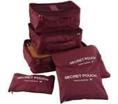 Maleta organizadora de viaje, juego de 6 cubos de embalaje, bolsa para guardar ropa, color rojo