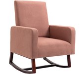 HOMCOM Silla Mecedora Tapizada en Franela Sillón Balancín Relax con Asiento Reposabrazos Acolchados y Pies de Madera de Caucho Ideal Lactancia 73x82x101 cm Rosa