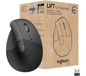 Logitech Lift For Business, Ratón Ergonómico Vertical Inalámbrico Bluetooth USB Logi Bolt Seguro Clics Silenciosos Certificación Global Windows Mac Chrome Linux Grafito