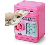 Hucha Electrónica para Niños 3-12 Años Caja Fuerte Niños Hucha Cajero Automatico Hucha con Código Caja de Monedas Banco de Dinero Divertido Caja Fuerte Juguete Regalo para Niños Niñas