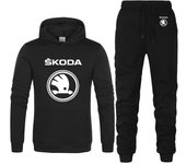 Neutral casual hoodie and jogging pants with Skoda car logo, hoodie sports, wet smile, high quality, sporty men, 2-piece set