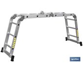 COFAN - Escalera aluminio multiusos | Con 4 x 3 peldaños y 3,25 metros de longitud | Normativa EN 131 y 150 kilos