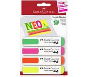 Faber-Castell Blíster 4 Marcadores Textiles Colores Neón Surtidos