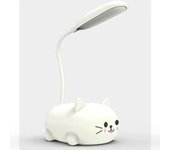 Lámpara de escritorio LED para niños, lámpara de Gato adorable, Luz de Lectura recargable por USB, lámpara de Mesa LED portátil (Blanca)
