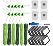 Juego de repuesto para iRobot Roombairobot Roomba i7 i7+ i3 E5 i3+ i4 i6 i6+i8 i8 -3 juegos de cepillos de goma/10 filtros de alta calidad/10 cepillos laterales/4 bolsas para polvo - Kit de repuesto para aspiradora