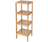 Estantería de Columna Multifuncional para Baño, Cocina y Espacios Interiores – Mueble con 4 Estantes de Madera de Bambú de Alta Calidad, Dimensiones 36 x 33 x 110 cm, Diseño Minimalista y Elegante, Ideal para Ahorro de Espacio en el Hogar, Soporta Toallas