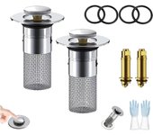 Colador de drenaje universal de acero inoxidable, tapón de drenaje para fregadero emergente, cesta de filtro de drenaje para baño, drenaje multiusos para viajes de verano, reemplazo de tapón para fregadero de baño (cobre (1 unidad)