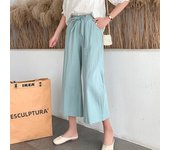 Spring Summer Women Wide Leg Cotton Pants Casual loose ealstic waist wide leg Calf-Length Pants for Female Trousers