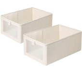 2 Piezas, Organizadores de Cajones, Beige, Cajas de Almacenaje, Organización para Armaria, Ropa, Libros, Cosméticos