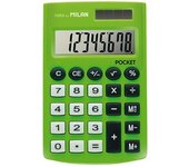 Milan pocket digitos calculadora 8 - calculadora de bolsillo - tacto suave - 3 teclas de memoria y raiz cuadrada - color verde