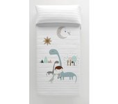 COLCHA BOUTI REVERSIBLE INFANTIL 100% ALGODÓN JURASIC WHITE HACIENDO EL INDIO FABRICADO EN ESPAÑA