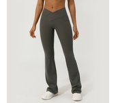 V-Cross Fitness Flare Pants Lifting Buttocks Cross Waist Yoga Sport Leggings Gym Outdoor Acticewear Workout Wide-Leg Pants