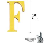 Letra latón f 10 cm. con tornilleria oculta (blister 1 pieza)