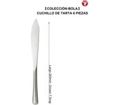 Mr.Spoon Serie Bola,Pala y Cuchillo para Tartas de 2, 6 o 12 piezas,Acero inoxidable 18/0,Plateado,Económico y funcional,Cuchillo de tarta largo283mm,Pala de tarta 258mm,Mango monobloque,Apto para lavavajillas,Empaque ecológico,Para casa,hotel,restaurante