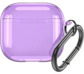 Transparent Protective Case Cover Shockproof TPU Soft Skin Case Cover with Carabiner Transparent Case for Apple Airpods 4 (2024)