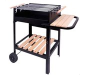 Barbacoa de carbón Aktive doble parrilla con ruedas negro/natural 88,5x100,5x40 cm
