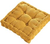 Cojín de pana para suelo, cojín cuadrado de pana, cojín de meditación, cojín de pana con mechones, cojines cuadrados y redondos para silla, sofá, tatami, yoga, interior y exterior (naranja)