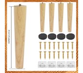 4 Pcs Furniture Legs natural Wooden Solid Furniture Feet Oblique/Straight Table Feet Non-slip Furniture Floor Protector Decorate