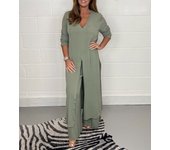 2023 Women's Plus Size Two Piece Set New Matching Collection Elegant Women's Gown High Waist Wide Leg Pants Two Piece Set