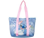 Bolso de Playa Stitch, Bolso Stitch Casual,  Bolsa Shopping Stitch, Color Azul y Rosa, 47 x 33 x 15 cm, Cerdá - Kiglam