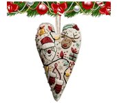 Adorno navideño con forma de corazón para bordar a mano, adorno colgante para árbol de Navidad, kits de punto de cruz con forma de corazón con agujas e hilo, patrones navideños para bordar como regalo para principiantes