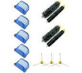 MIRTUX Kit para Roomba serie 600: 5 filtros, 2 Kit de rodillos centrales y 3 cepillos laterales