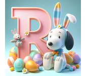 Cute Snoopy With Easter Egg Letters Diamond Painting Art 5d Diy Fantasy Cartoon Dog Alphabet Mosaic Cross Stitch Home Decor Gift