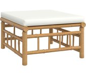 vidaXL Reposapiés de jardín bambú con cojín Crema, Gris oscuro, Conjunto Terraza Muebles Jardín Exterior Juego de Muebles de jardín Mueble Jardín Exterior Muebles de Salon Exterior