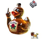 Botella de pato de dedo medio, decantador de pato de vidrio de 10 oz, divertida botella de whisky con forma de pato de dedo medio, decoración de botella de broma para bar, oficina, hogar, gabinete familiar (A)