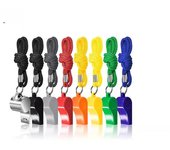 Silbatos de árbitro de jugador con Cordón, paquete de 8, silbato de Fútbol de plástico colorido y Maple inoxidable para supervivencia de Salvavidas