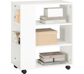 SoBuy FBT68-W,ES Mesa Auxiliar con 3 estantes, Consola,mesita de Noche con Ruedas