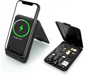 9 In 1 Fast Wireless Charger Stand Pad Multi Cable Adapter Needle Sim Card Storage Box For iPhone 15 14 Samsung Charging Station