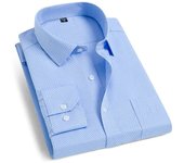 Men's Classic Long Sleeve Striped/Solid Basic Dress Shirt Single Patch Pocket Formal Business Regular Fit Office Social Shirt
