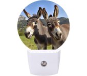 Luz nocturna inteligente con sensor LED, luz nocturna enchufable de bajo consumo, luces nocturnas con divertidos burros impresos, luces nocturnas que se enchufan a la pared con sensor automático de anochecer a amanecer