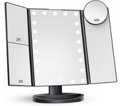 Espejo de maquillaje con Luces, aumento 2X 3X 10X, Espejo Iluminado, control tacthil, Fuente de Alimentación dual triple