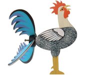 Rooster Windmill Decor, Wooden Animal Ornaments, Yard Wooden Rooster Sculpture Garden Chicken Statue, White
