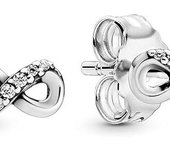 Pendientes Pandora Moments de plata esterlina con diseño de infinito brillante para mujer，Incluye Caja Original