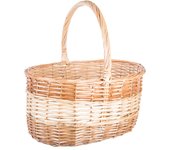 Cesta de Mimbre Grande Tamaño 38x38x30 Bicolor con Asa Alta. Ideal para Recolección de Seas, Frutas, Verduras, Madeira, Comprar Ecológica o Decoración Vintage