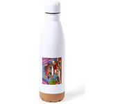MERCHANDMANIA BIDON 750 ML ACERO INOXIDABLE CON ADORNO DE CORCHO gato periodista profesion reportero periodico tapon seguridad botella