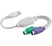 CABLEPELADO Cable conversor PS2 a USB | Adaptador de USB a Cable del Teclado y el ratón | Conmutador KVM | convertidor USB para Teclado y ratón | 15 cm | Blanco