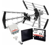 Kit Antena TV TECATEL + Amplificador 40 dB + Fuente Alimentación 2 Salidas + Conexiones